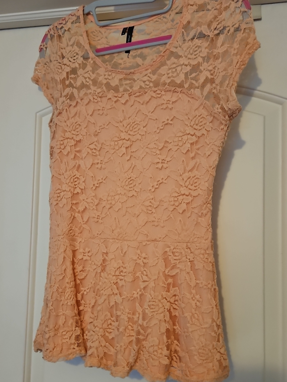 Maurices Peach Lace Peplum Top